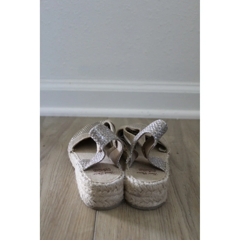 Toni Pons Kids Silver‎ Glitter Espadrille Slingback Sandals Spain Size 33 NWOT